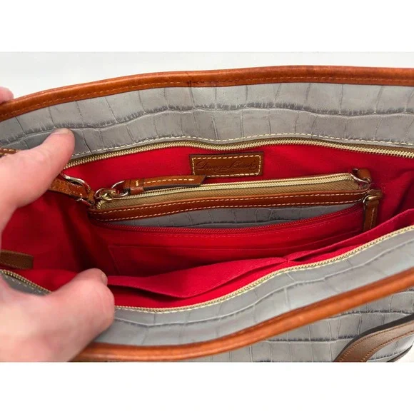 Dooney & Bourke Tote Bag in a Gray Crocodile-Embossed Leather Finish - Picture 16 of 16